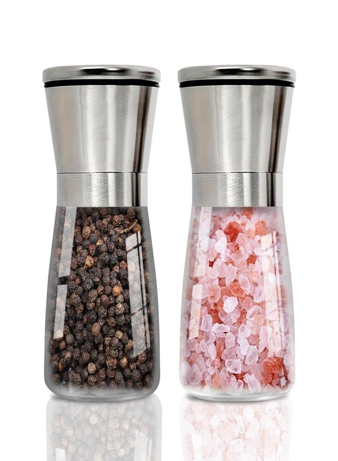 YANENAN Salt and Pepper Grinder Set, Stainless Steel Salt and Pepper Shakers with Spice Grinder Refillable Manual, Adjustable Coarseness Pepper and Salt Mill - Image 1